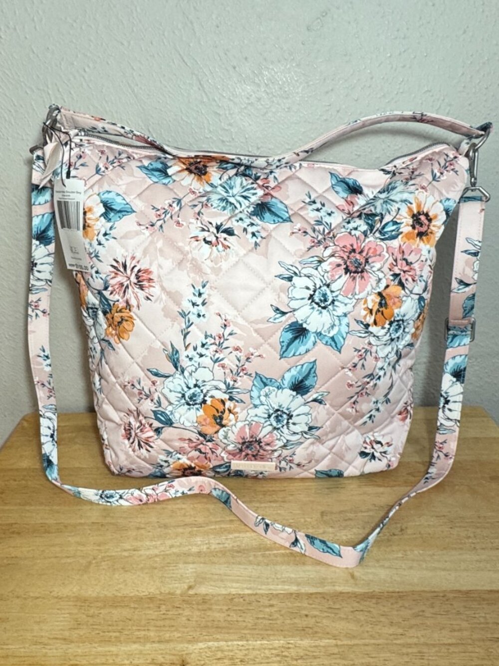 Vera Bradley Oversized Hobo Bag in Performance Twill Peach Blossom Bouquet NWT